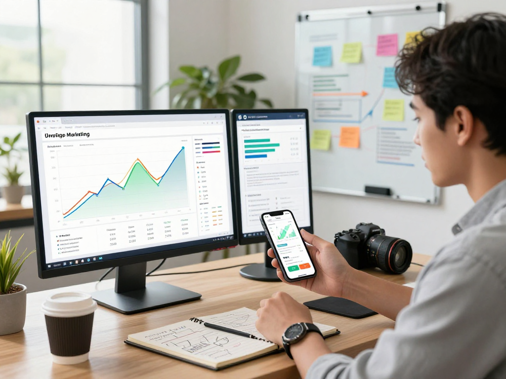 Engaging workspace for app marketers highlighting the process to purchase app downloads.