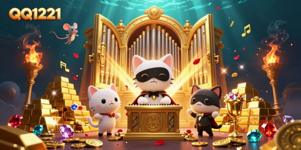 Experience the thrill of QQ1221 with a vivid casino scene highlighting captivating characters and dynamic elements.