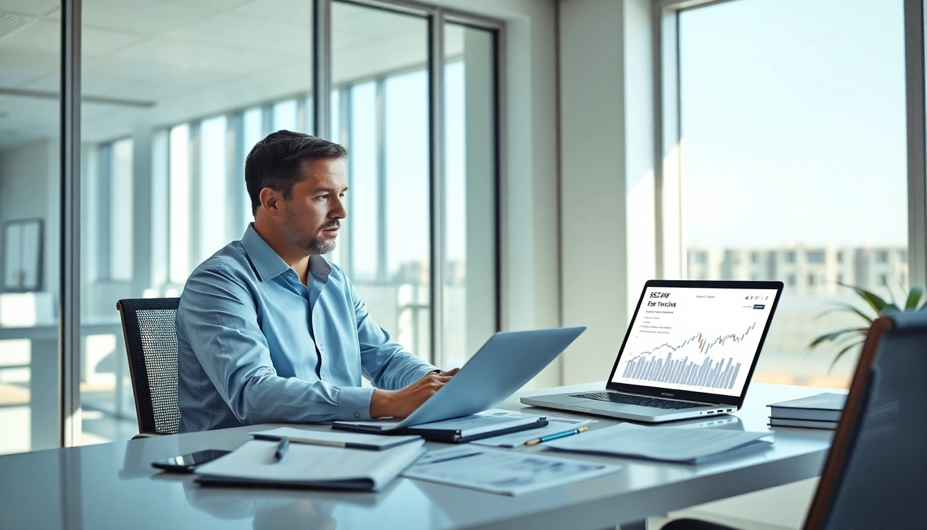 Explain Escrow Services with a professional at a financial desk, reviewing important documents.