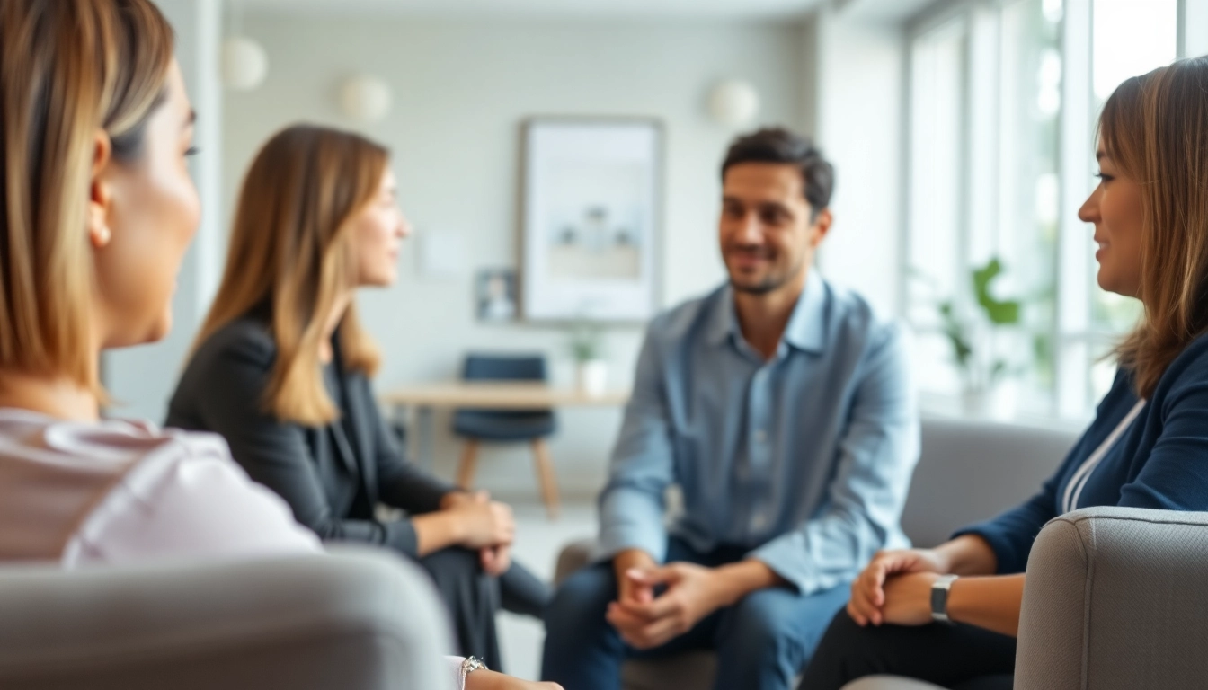 Mediation session with a neutral mediator facilitating discussion between parties in an office.